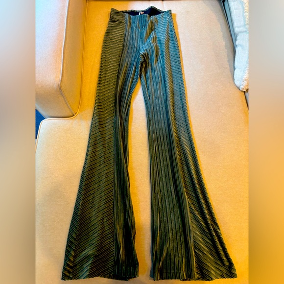 Free People Pants - Free people velvet green flare pants xs